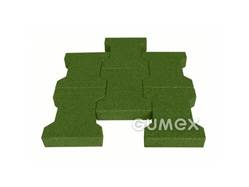Elastická zámková dlažba ELASTON-ELTEC PUZZLE, tloušťka 17mm, 1120x1000mm, recyklovaná pryž, PU pojivo, zelená